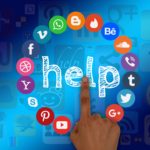 Ring of Social Media Channels with 'Help' in the middle